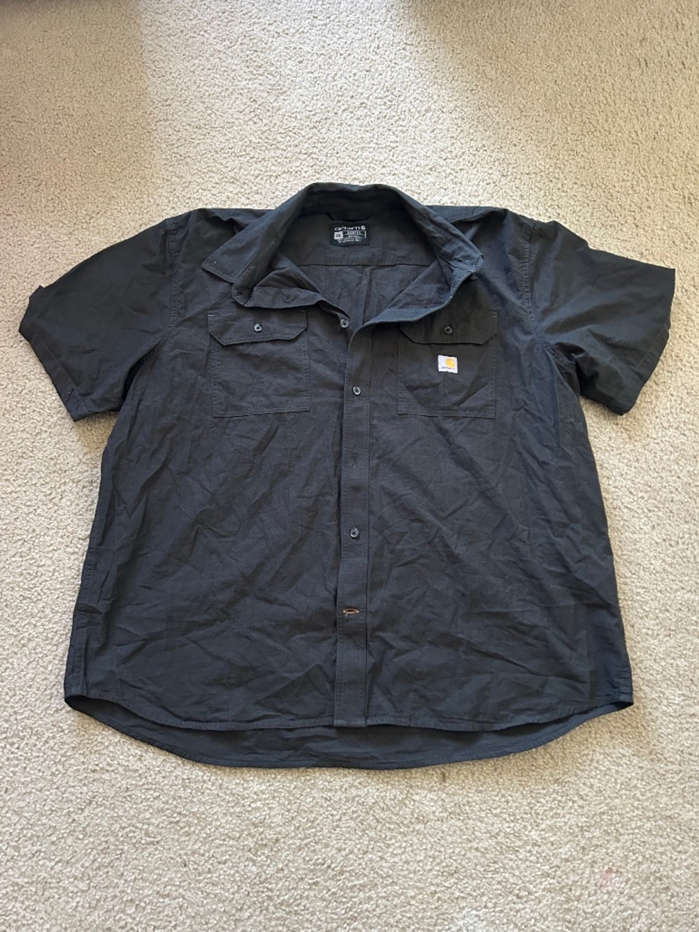 Carhartt Black Short Sleeve 100% Cotton Loose Fit Work Shirt Sz 2XL